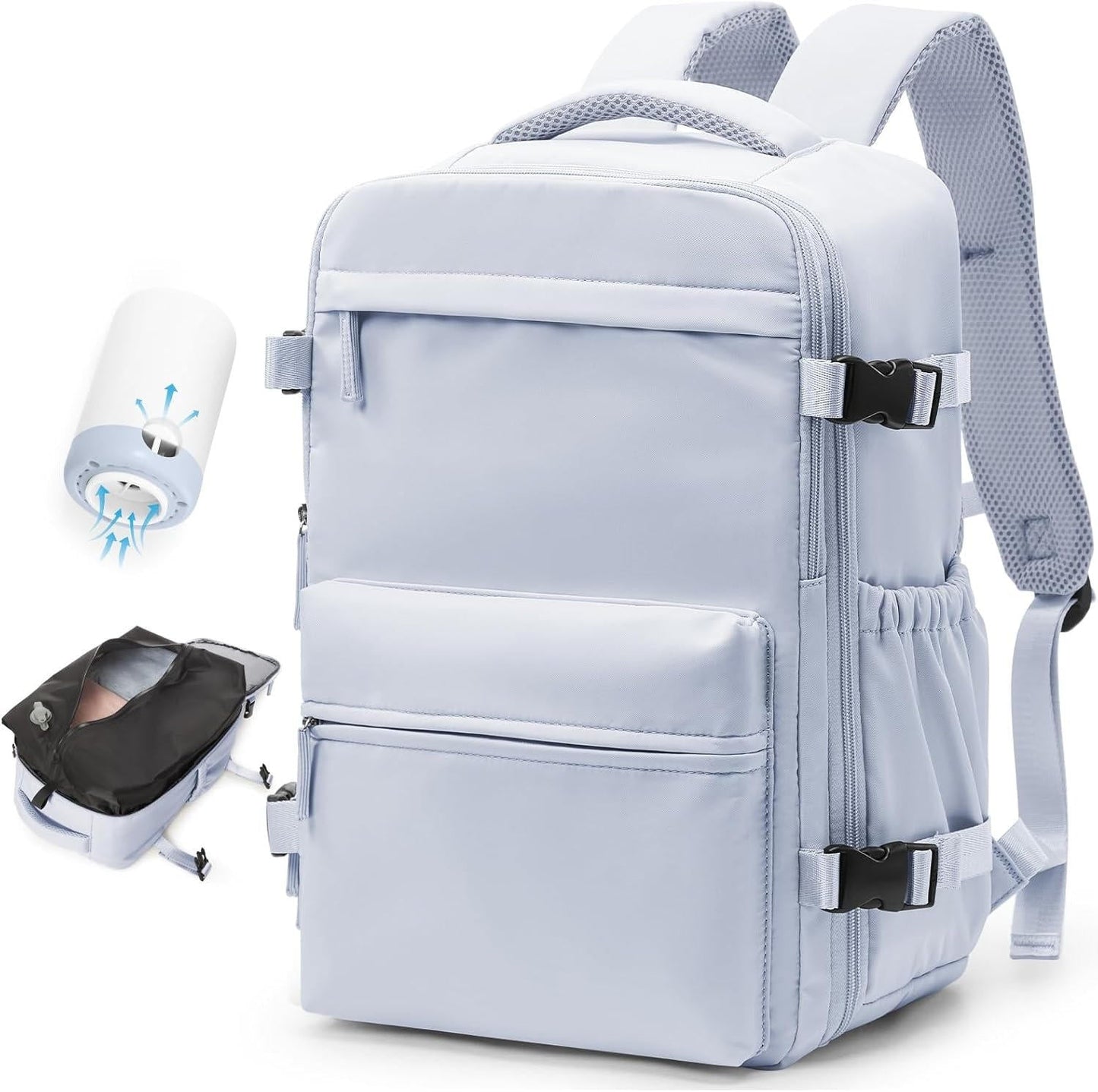 Compression Travel Backpack with Electric Pump, Expandable Vacuum Carry-On Bag with 17-Inch Laptop Compartment, 6 Colors