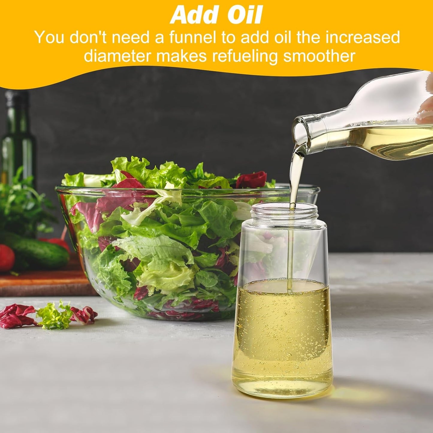 2-Pack Oil Dispenser and Sprayer Bottle, 2-in-1 Glass Olive Oil Mister and Pourer for Cooking, Baking & Salads