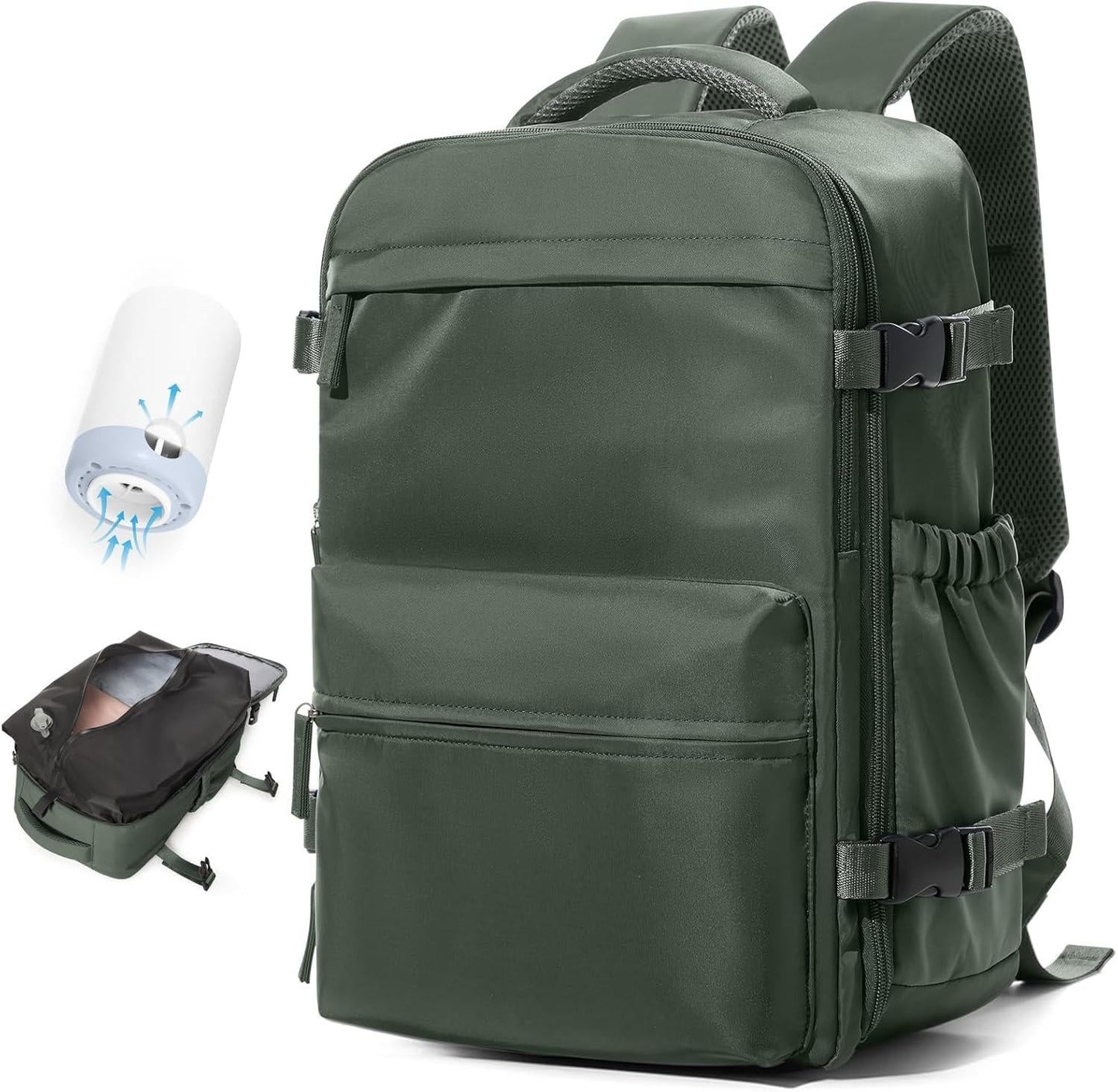 Compression Travel Backpack with Electric Pump, Expandable Vacuum Carry-On Bag with 17-Inch Laptop Compartment, 6 Colors