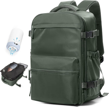 Compression Travel Backpack with Electric Pump, Expandable Vacuum Carry-On Bag with 17-Inch Laptop Compartment, 6 Colors