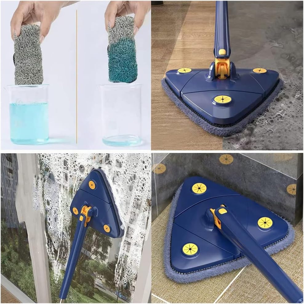 Triangular Spin Mop, 360-Degree Rotating Microfiber Mop for Corners, Walls and Ceilings, Wet and Dry Use, 2 Colors