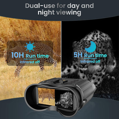 Night Vision Goggles, Rechargeable Infrared Binoculars with Camera and Dual HD Screens for Hunting and Camping