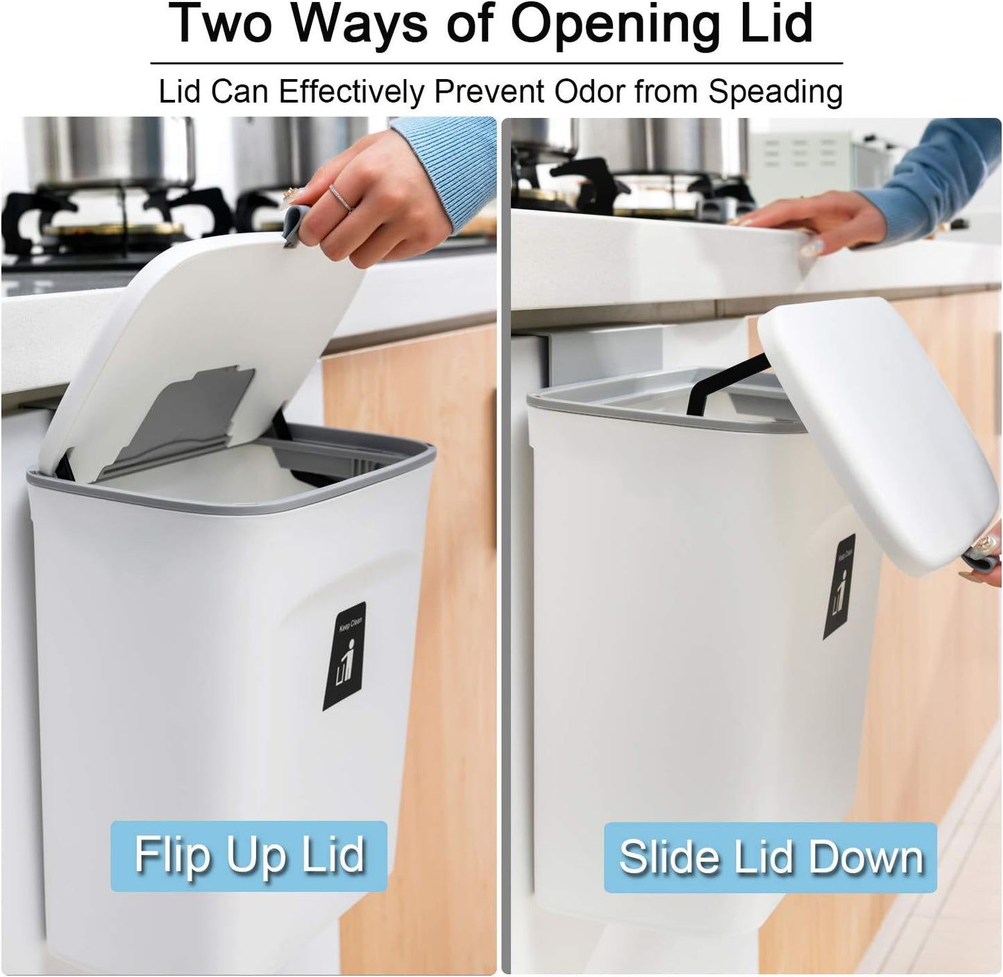 Kitchen Compost Bin, 2.4 Gallon Countertop Food Waste Caddy with Odor-Sealing Lid, No Filters Needed, Under Sink