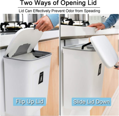 Kitchen Compost Bin, 2.4 Gallon Countertop Food Waste Caddy with Odor-Sealing Lid, No Filters Needed, Under Sink