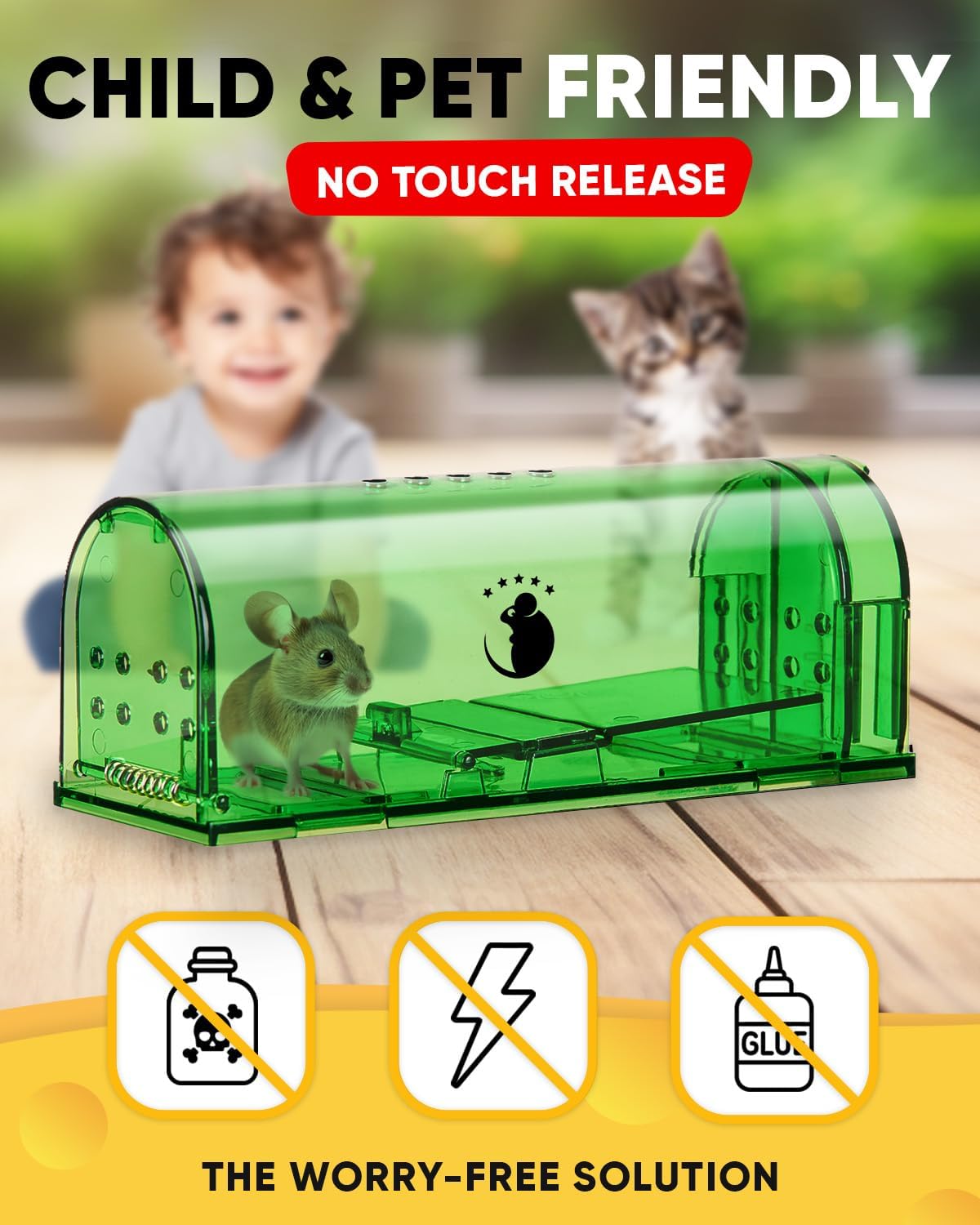 Humane Mouse Trap, 4 Pack No-Kill Catch and Release Live Mouse Traps for Indoor and Outdoor Rodent Control