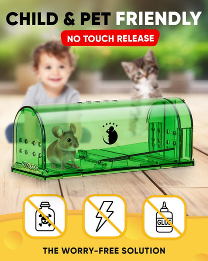Humane Mouse Trap, 4 Pack No-Kill Catch and Release Live Mouse Traps for Indoor and Outdoor Rodent Control