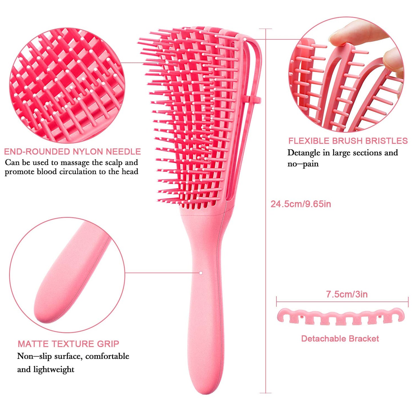 Curly Hair Detangling Brush, 2 Pack Detangler Brush for Natural, Textured, Curly and Coily Hair Types 3a to 4c