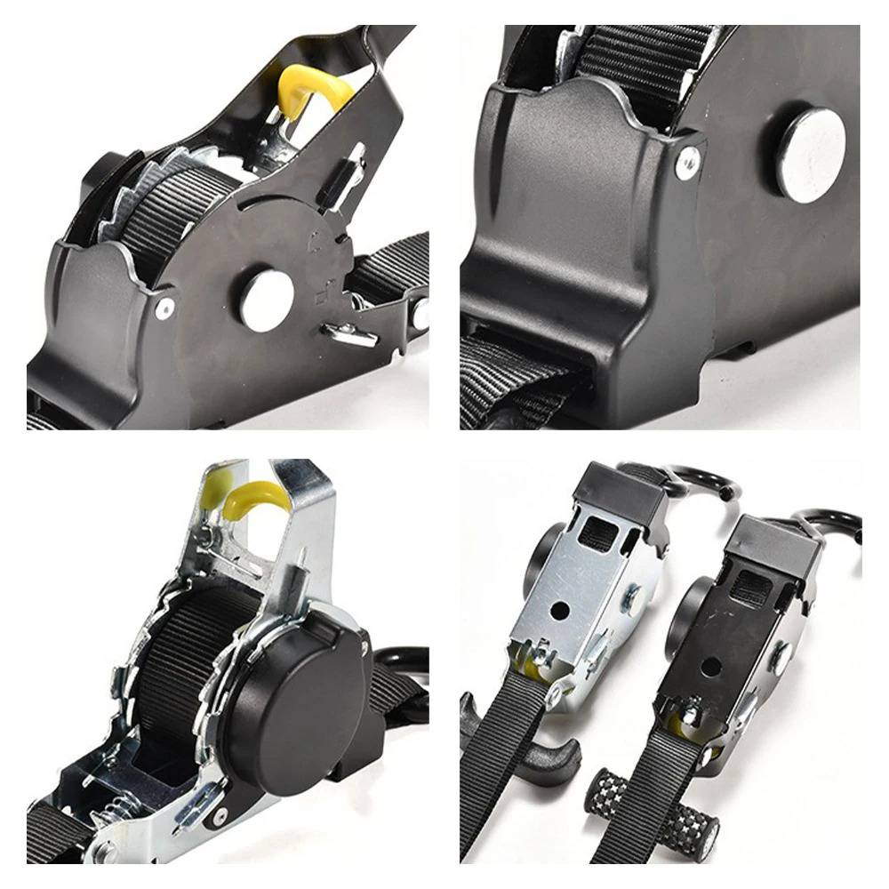 Retractable Ratchet Straps, 2 Pack Self-Winding Tie-Down Straps for Roof Rack, Trailer, Truck Bed and Cargo