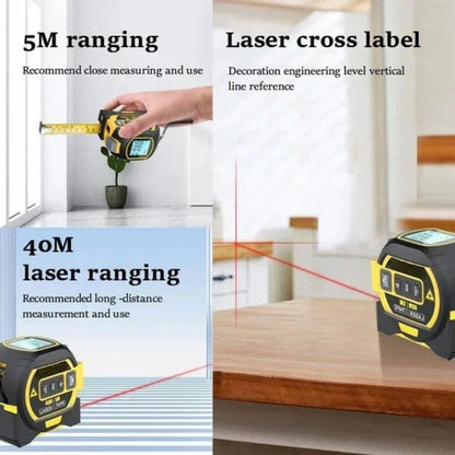 Infrared Laser Tape Measure, 2-in-1 Laser Distance Meter with 16.4ft Tape and Backlit LCD for Construction & DIY, 2 Colors