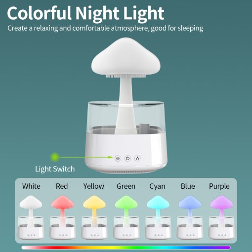 Rain Cloud Aromatherapy Diffuser, 2-in-1 Essential Oil Humidifier and Raining Cloud Night Light for Bedroom & Desk