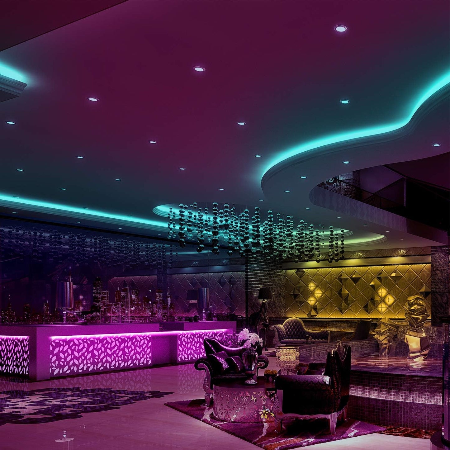 LED Strip Light, 32ft 300 LED Color-Changing Strip with 44-Key Remote and 16 Colors for Bedroom, Gaming & Parties