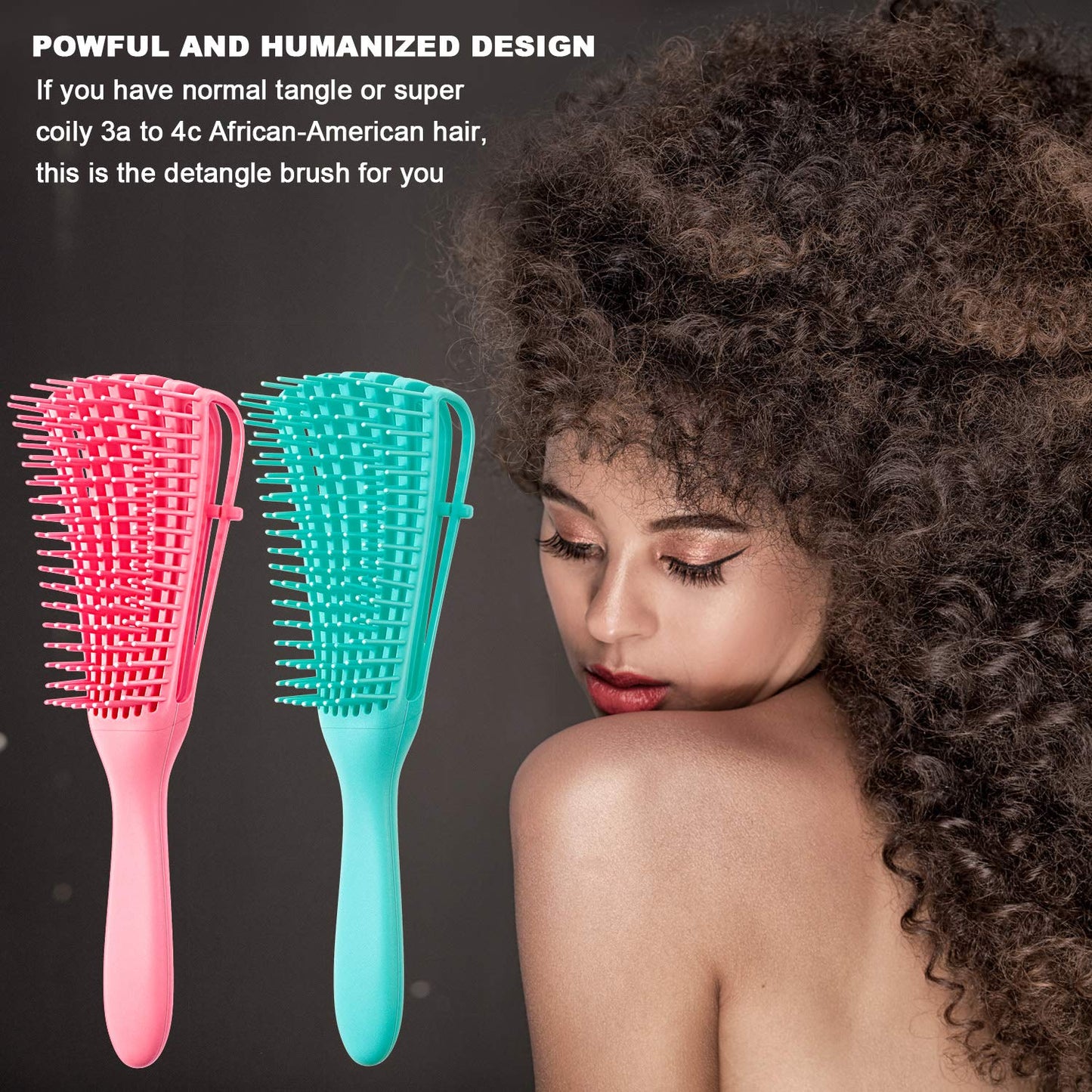 Curly Hair Detangling Brush, 2 Pack Detangler Brush for Natural, Textured, Curly and Coily Hair Types 3a to 4c