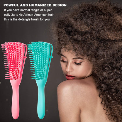 Curly Hair Detangling Brush, 2 Pack Detangler Brush for Natural, Textured, Curly and Coily Hair Types 3a to 4c