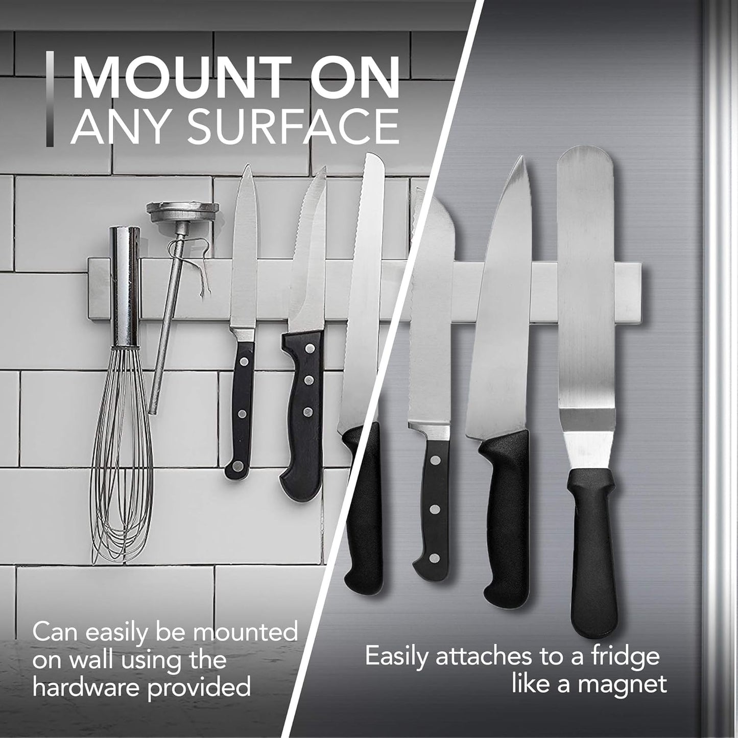 Magnetic Knife Holder, 14-Inch Stainless Steel Wall-Mounted Knife Strip and Magnetic Tool Bar for Kitchen Organization