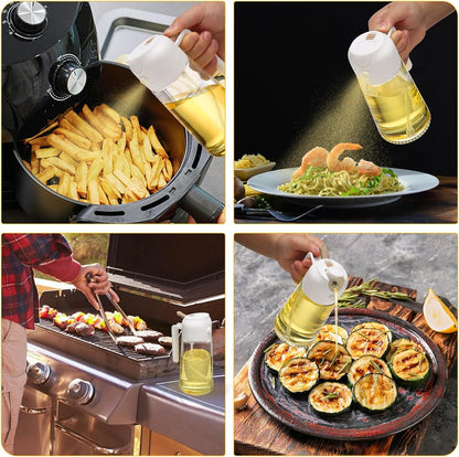 2-Pack Oil Dispenser and Sprayer Bottle, 2-in-1 Glass Olive Oil Mister and Pourer for Cooking, Baking & Salads