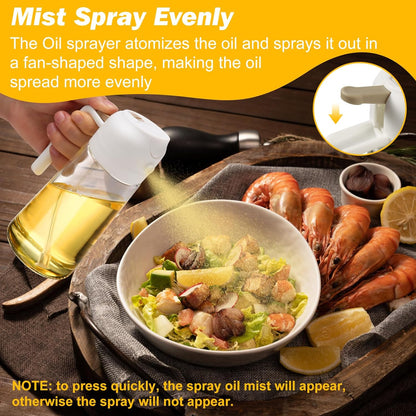 2-Pack Oil Dispenser and Sprayer Bottle, 2-in-1 Glass Olive Oil Mister and Pourer for Cooking, Baking & Salads