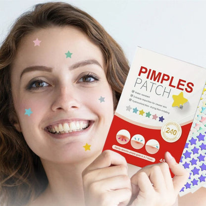Colorful Pimple Patches, 240 Pack Hydrocolloid Acne Spot Dots in Star and Heart Shapes for Day and Overnight Use