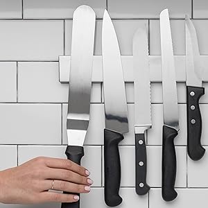 Magnetic Knife Holder, 14-Inch Stainless Steel Wall-Mounted Knife Strip and Magnetic Tool Bar for Kitchen Organization