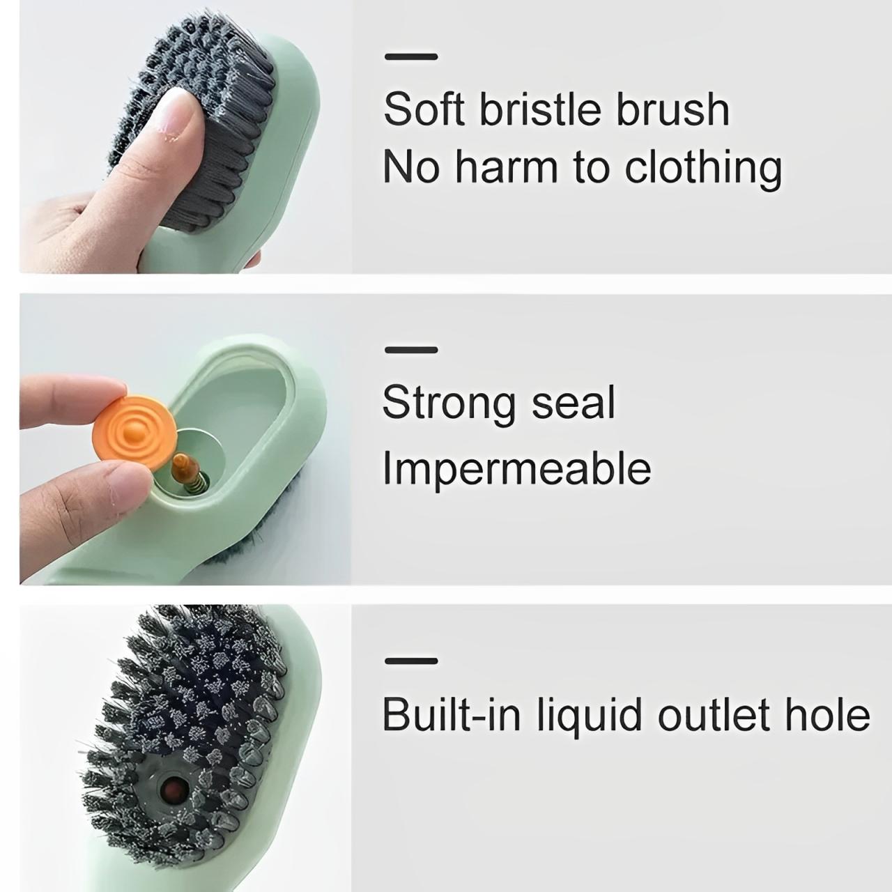 Soap-Dispensing Shoe Brush, 2 Pack Cleaning Brush with Refillable Liquid Handle for Sneakers, Boots & Scrubbing