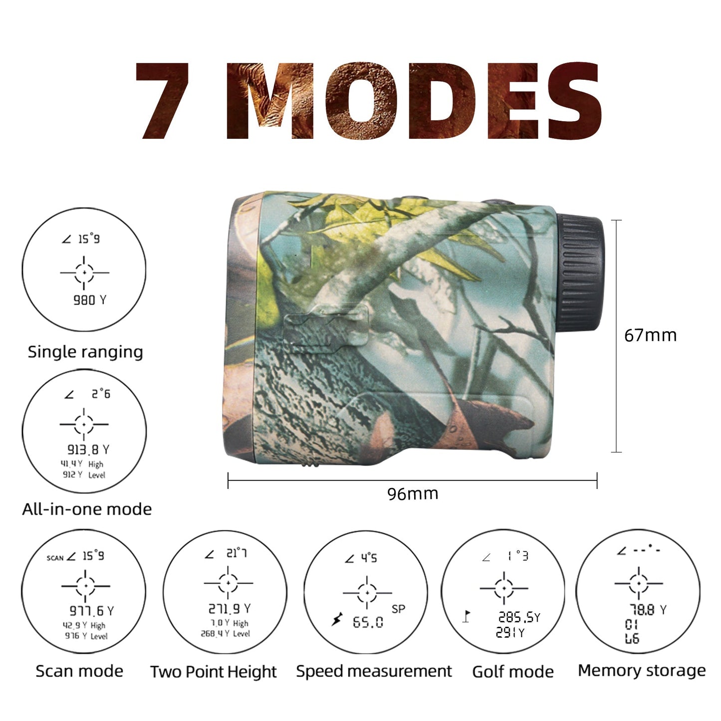 Laser Hunting Range Finder, 1000 Yard Rangefinder with 6.5X Magnification, 7 Modes & USB-C, Rainproof for Bow and Rifle Hunting