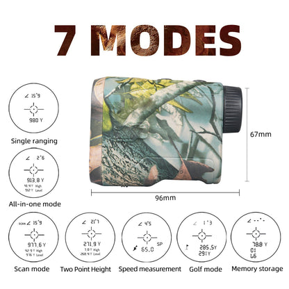 Laser Hunting Range Finder, 1000 Yard Rangefinder with 6.5X Magnification, 7 Modes & USB-C, Rainproof for Bow and Rifle Hunting