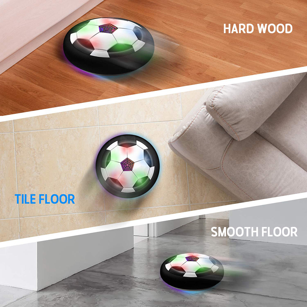 Light-Up Hover Soccer Ball, 2 Pack LED Air-Powered Floating Football with Foam Bumper for Indoor Play, Kids & Toddlers