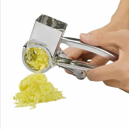 Stainless Steel Cheese Grater Set, 4-Piece Rotary Drum Grater for Cheese, Chocolate and Nuts, Handheld