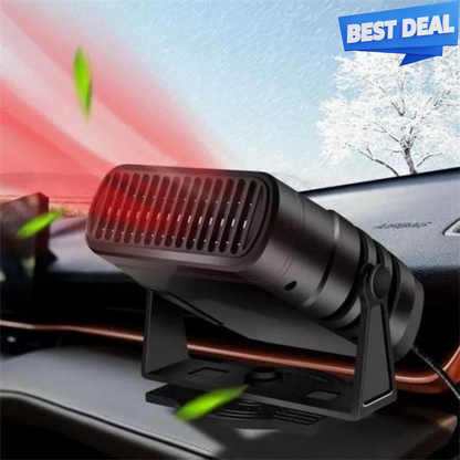 12V Portable Car Heater, Plug-In Heating and Cooling Fan with Fast Windshield Defrost and 360-Degree Rotation
