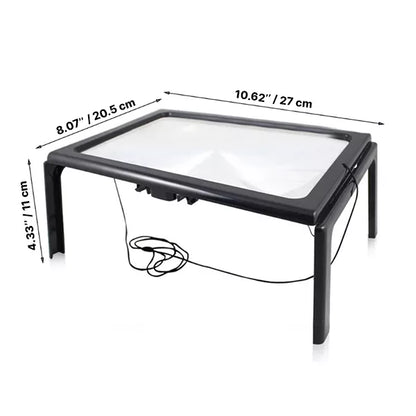 3X Page Magnifier with LED Light, Full-Page Reading Magnifier for Books, Newspapers and Low Vision, Hands-Free