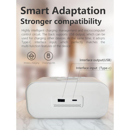 2-in-1 Alarm Clock with Wireless Charger, Digital LED Bedside Clock with Qi Fast Charging Pad and Adjustable Brightness