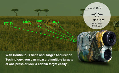 Laser Hunting Range Finder, 1000 Yard Rangefinder with 6.5X Magnification, 7 Modes & USB-C, Rainproof for Bow and Rifle Hunting