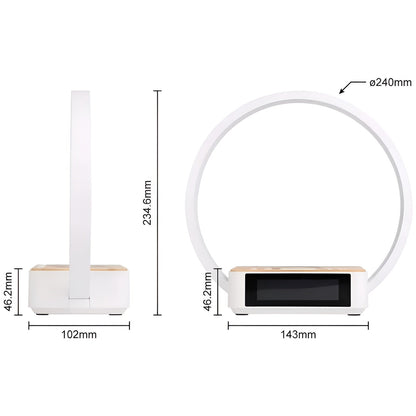 Wireless Charging Table Lamp, 3-in-1 Touch Bedside LED Lamp with Qi Wireless Charger and Alarm Clock for Desk & Nightstand
