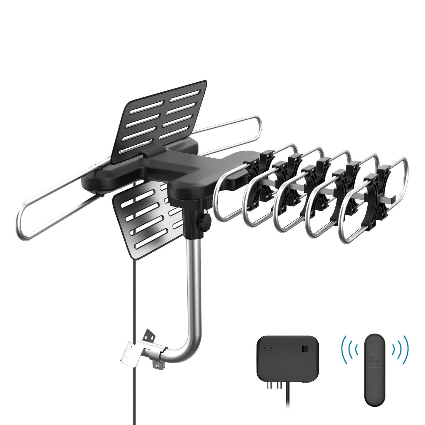 Motorized Outdoor TV Antenna, 360-Degree Auto-Rotor Long-Range HDTV Antenna for Free Local Channels, Cord-Cutting & Rural Areas
