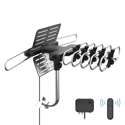 Motorized Outdoor TV Antenna, 360-Degree Auto-Rotor Long-Range HDTV Antenna for Free Local Channels, Cord-Cutting & Rural Areas