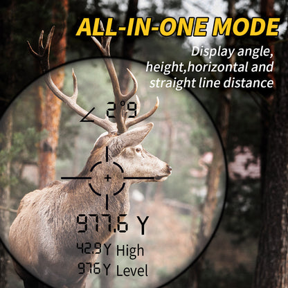 Laser Hunting Range Finder, 1000 Yard Rangefinder with 6.5X Magnification, 7 Modes & USB-C, Rainproof for Bow and Rifle Hunting