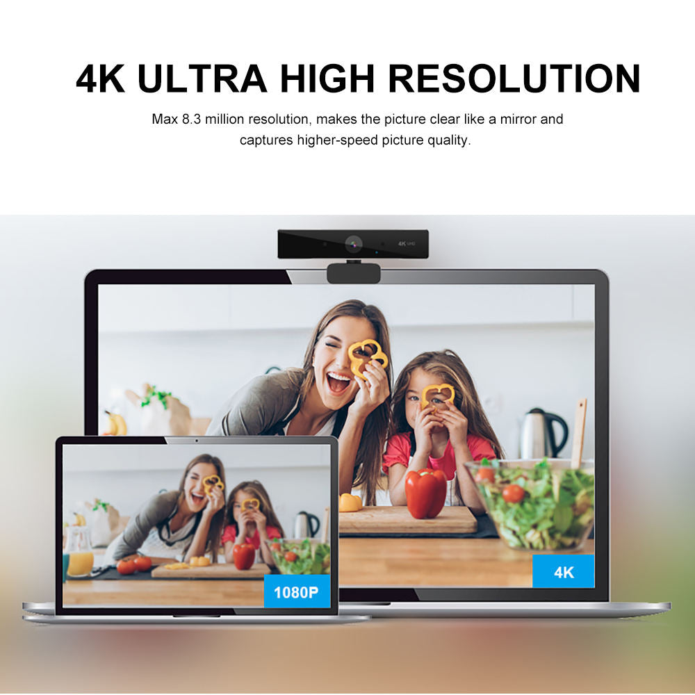 4K Webcam, Ultra HD USB Web Camera with Autofocus and Microphone for Meetings, Streaming and Online Classes