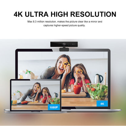 4K Webcam, Ultra HD USB Web Camera with Autofocus and Microphone for Meetings, Streaming and Online Classes