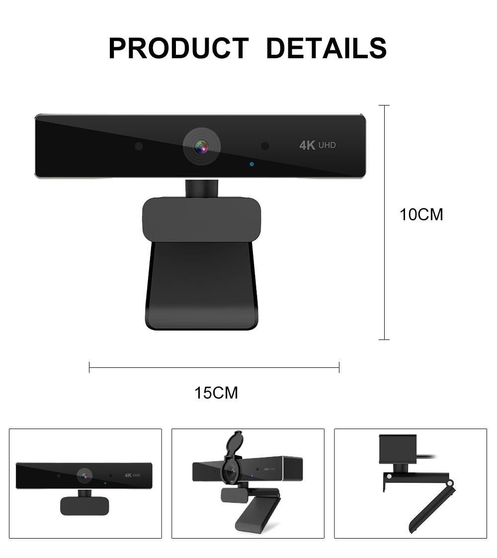 4K Webcam, Ultra HD USB Web Camera with Autofocus and Microphone for Meetings, Streaming and Online Classes
