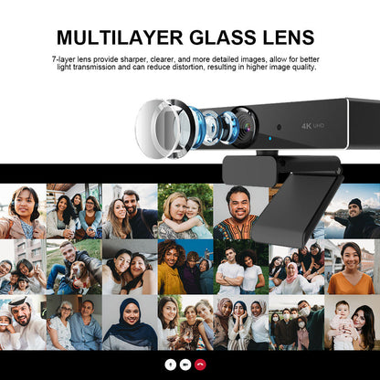 4K Webcam, Ultra HD USB Web Camera with Autofocus and Microphone for Meetings, Streaming and Online Classes