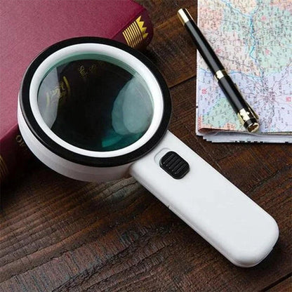 30X Optical Magnifier with LED Light, Desktop Reading Magnifying Glass with 5-Inch Lens for Seniors and Low Vision