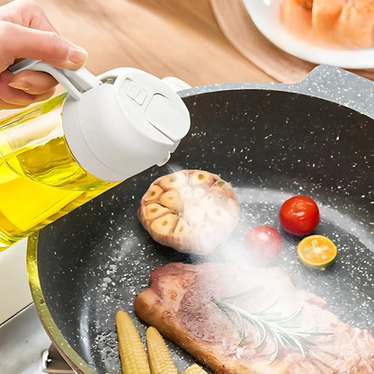2-in-1 Oil Spray Bottle, Olive Oil Mister and Pourer for Cooking, Air Fryer, Grilling and Salads, Black or White