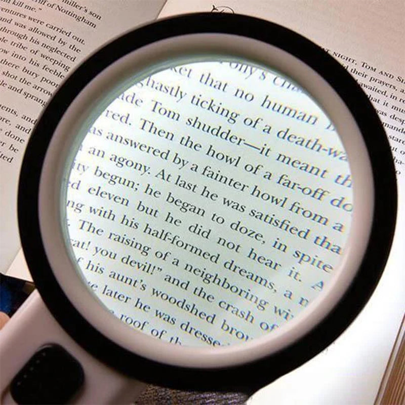 30X Optical Magnifier with LED Light, Desktop Reading Magnifying Glass with 5-Inch Lens for Seniors and Low Vision