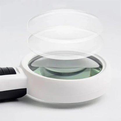 30X Optical Magnifier with LED Light, Desktop Reading Magnifying Glass with 5-Inch Lens for Seniors and Low Vision