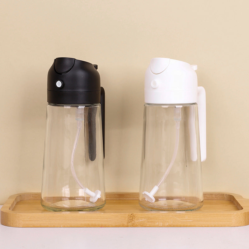 2-in-1 Oil Spray Bottle, Olive Oil Mister and Pourer for Cooking, Air Fryer, Grilling and Salads, Black or White