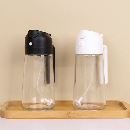 2-in-1 Oil Spray Bottle, Olive Oil Mister and Pourer for Cooking, Air Fryer, Grilling and Salads, Black or White