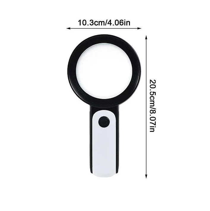 30X Illuminated Handheld Magnifying Glass with LED Light, Reading Magnifier for Seniors, Low Vision and Fine Print