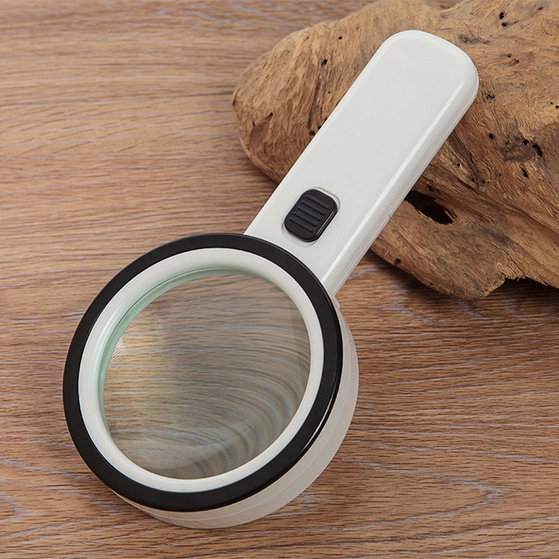 30X Optical Magnifier with LED Light, Desktop Reading Magnifying Glass with 5-Inch Lens for Seniors and Low Vision