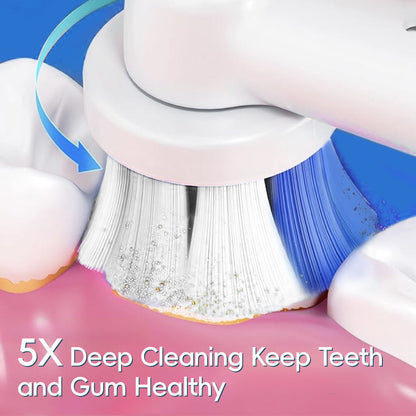 Rotating Electric Toothbrush, Rechargeable Round-Head Power Toothbrush with Pressure Sensor, 3 Modes and Smart Timer