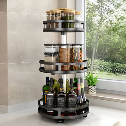 3-Tier Swivel Metal Organizer, 360-Degree Rotating Storage Rack for Kitchen Spice, Bathroom and Desk Supplies