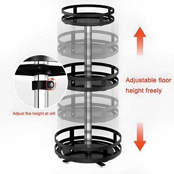 3-Tier Swivel Metal Organizer, 360-Degree Rotating Storage Rack for Kitchen Spice, Bathroom and Desk Supplies